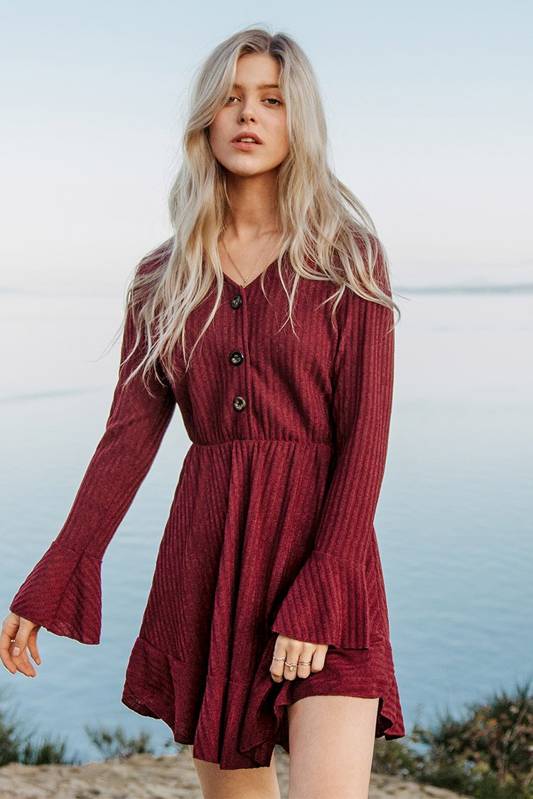 Waffle Knit Short Dress