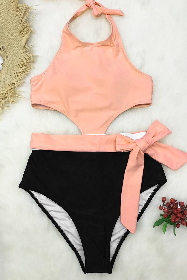 Sorbet Pink Halter One Piece