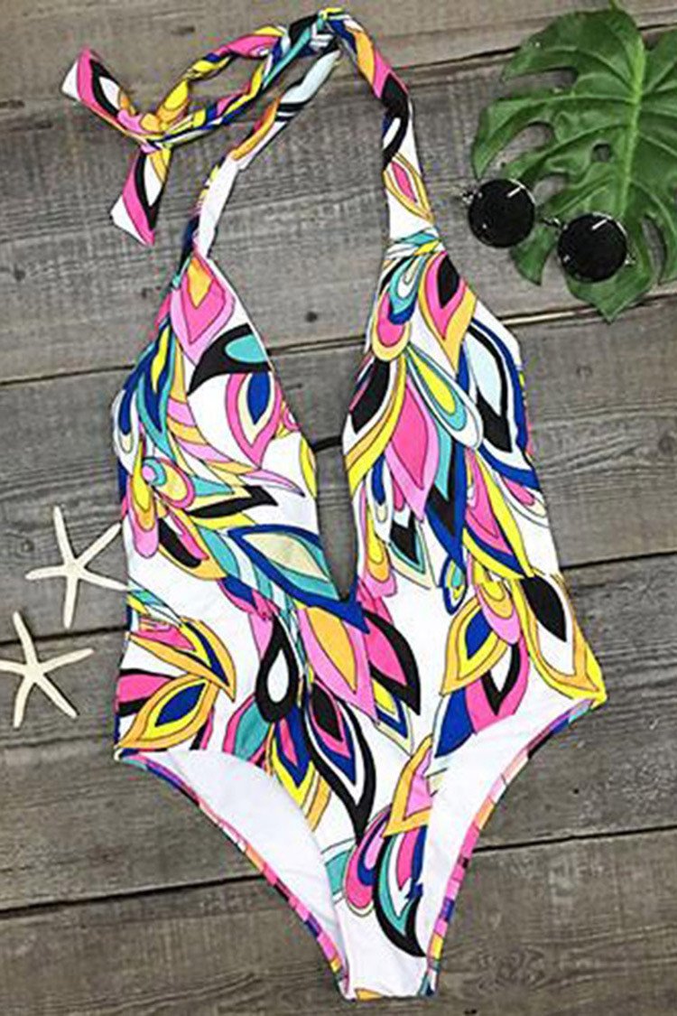 Point Me at the Sky Halter Plunging Swimsuit
