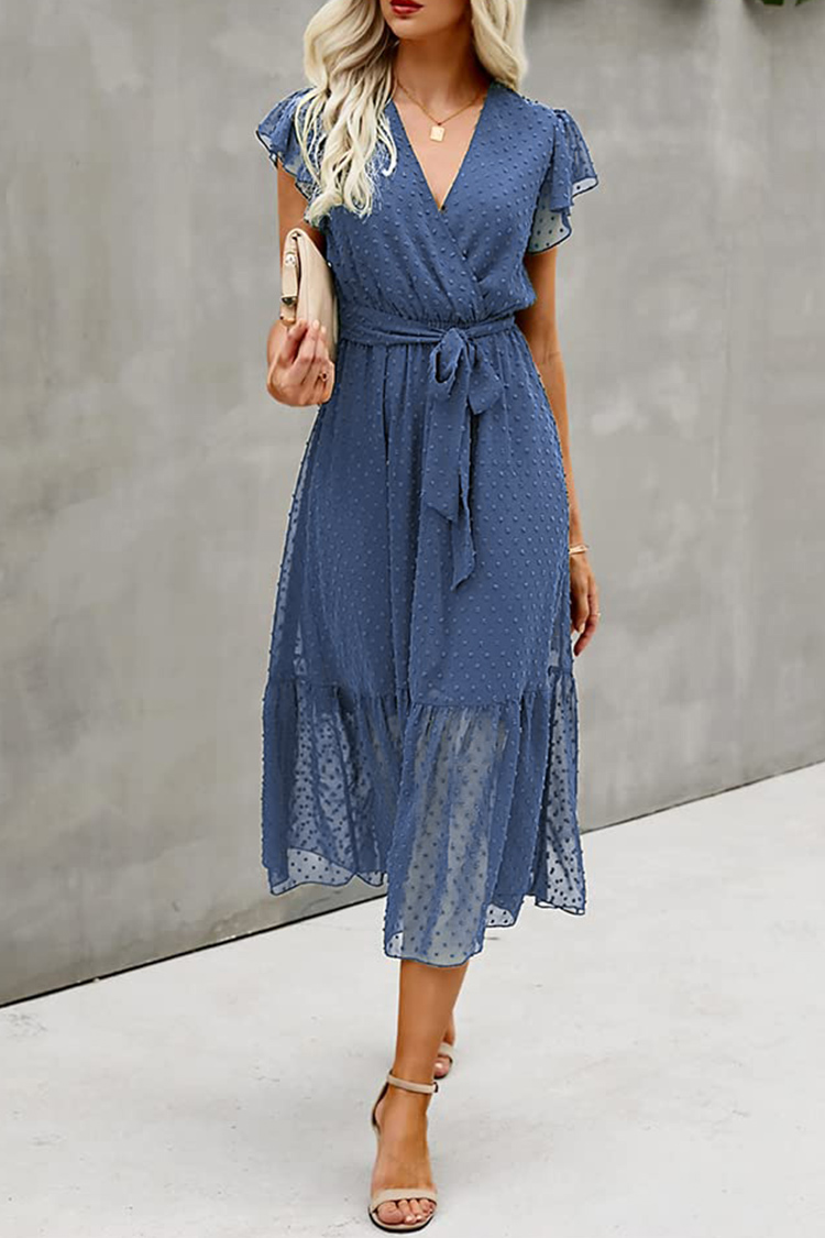 Hermione Vneck Lace Up AShape Dress