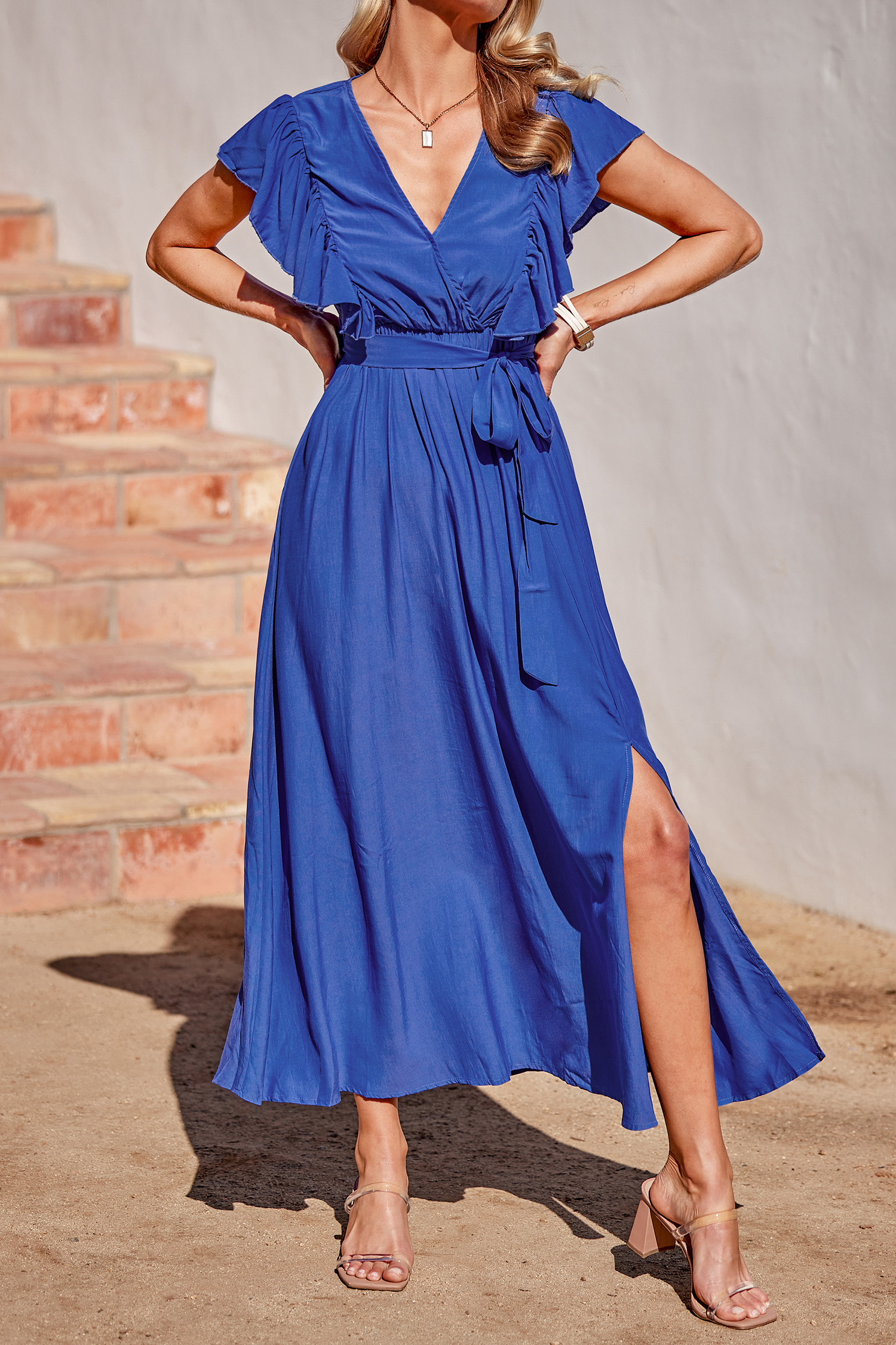 Delilah Belted Ruffled Maxi Dress Cupshe AU