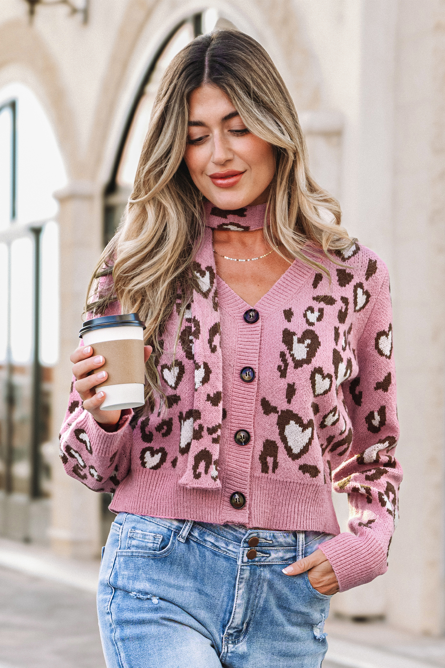 【GRAVER】embroidery heart leopard knit cardigan c41b0748e8441811a761ca1852c588