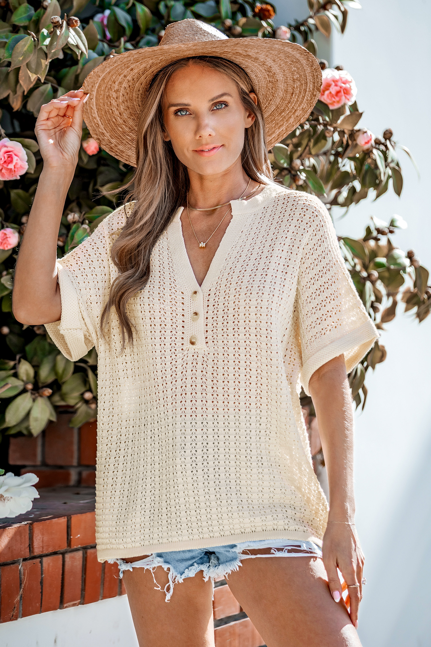 Beige Fine Knit Top main image 1