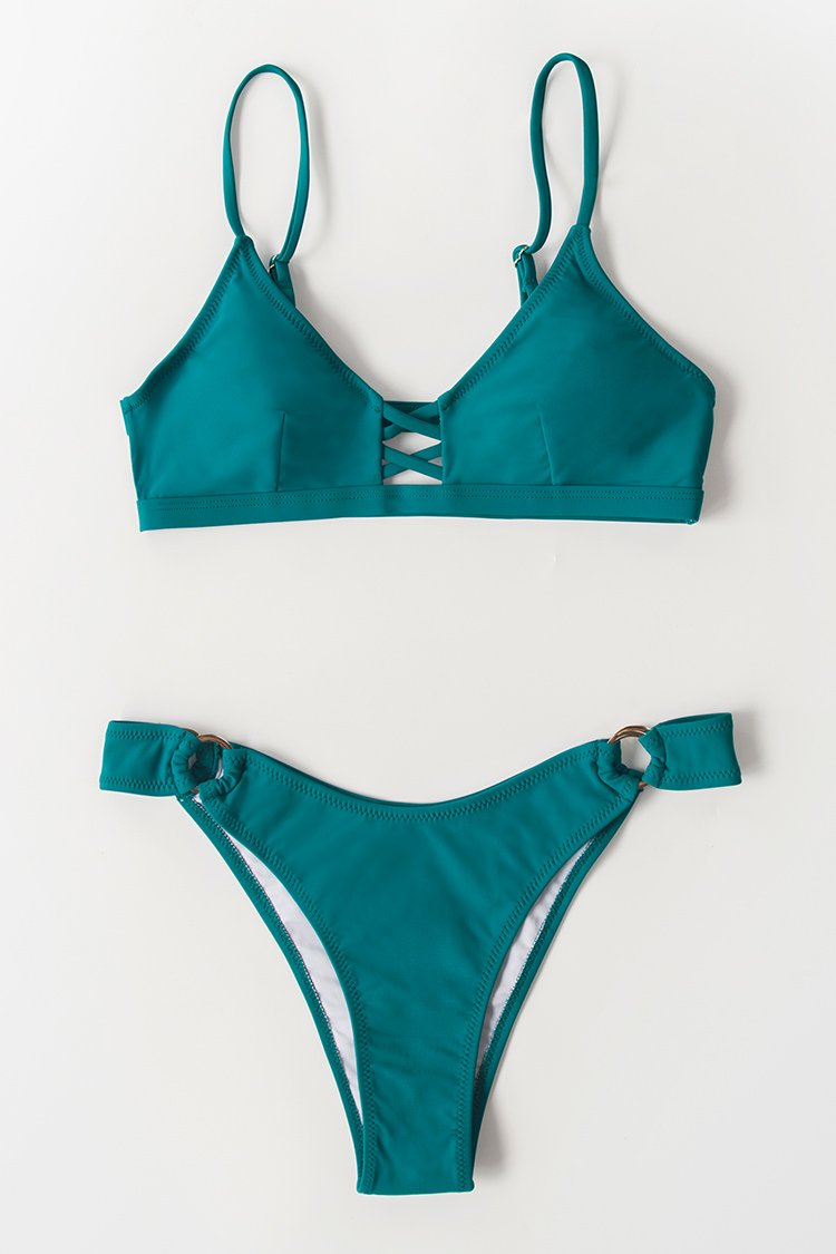 Teal O-Rings High Leg Bikini Bottom