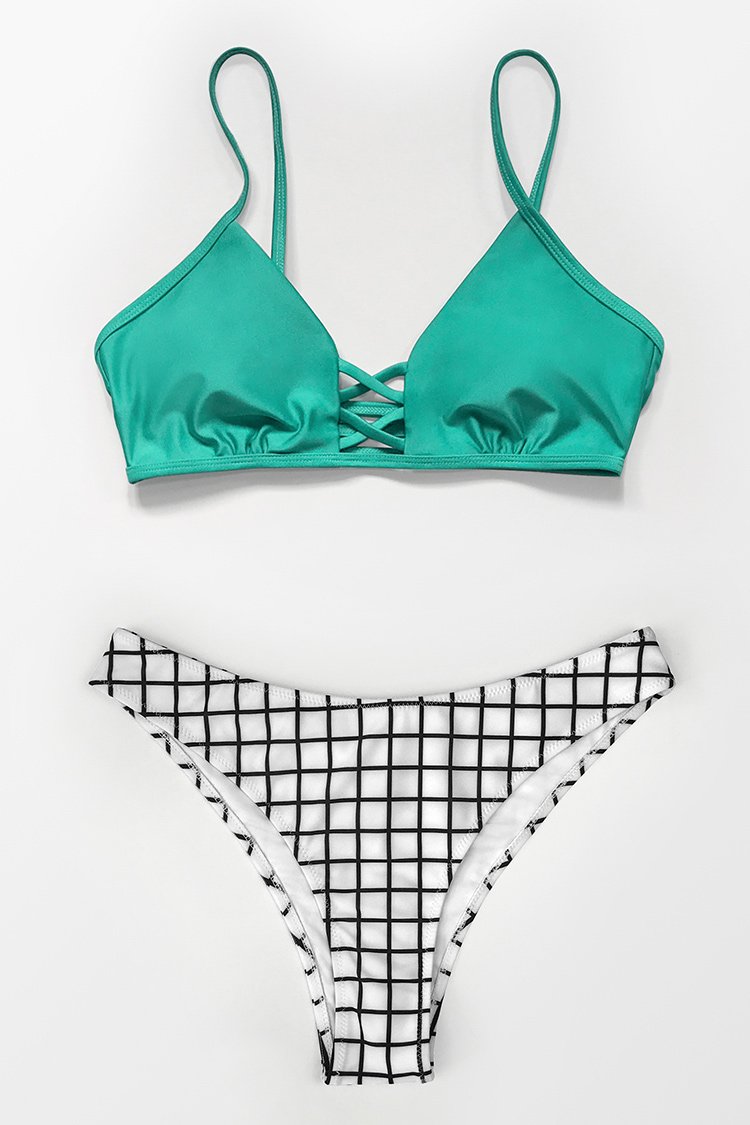 Black and White Patterned High Leg Bikini Bottom