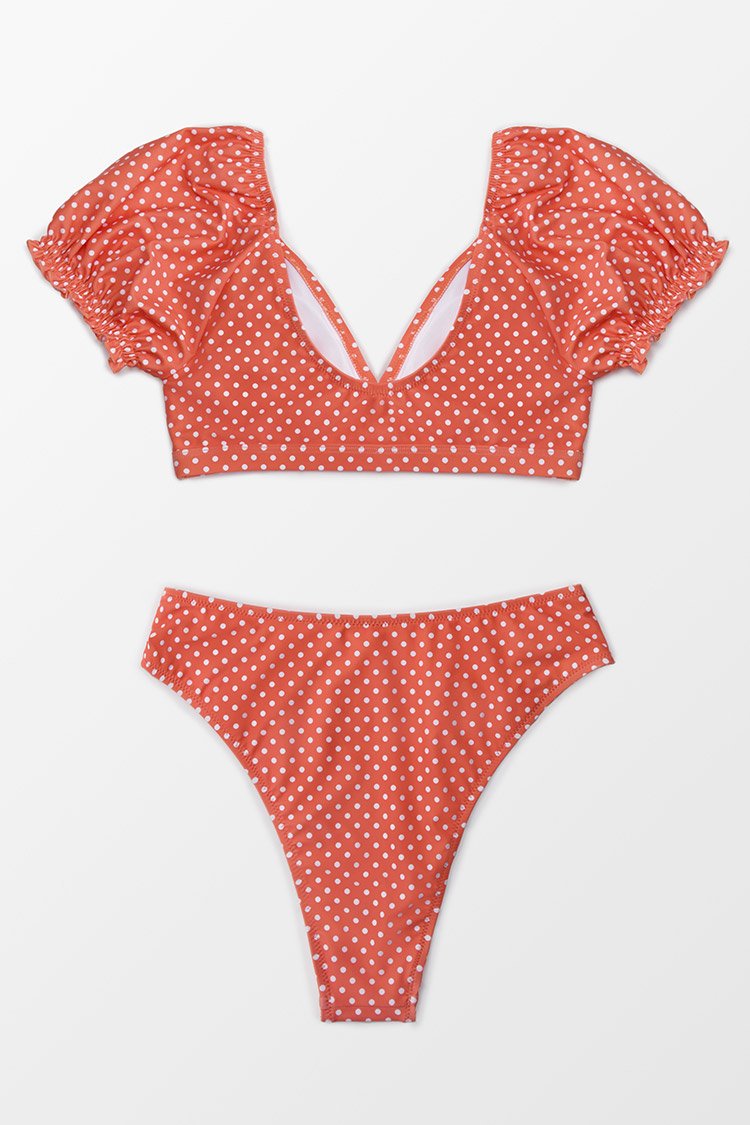Retro Polka Dot V-Neck Bikini