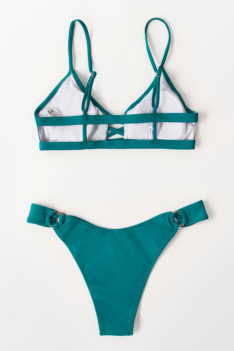 Teal O-Rings High Leg Bikini Bottom