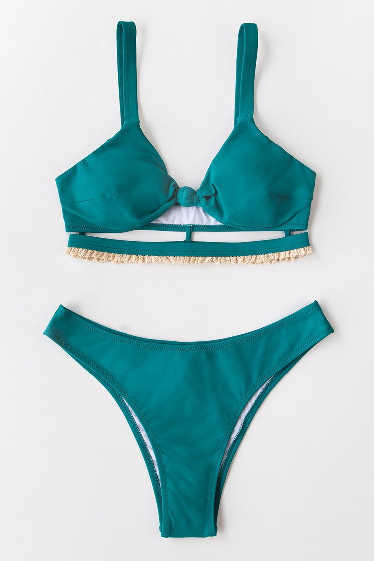 Teal High Cut Cheeky Bikini Bottom