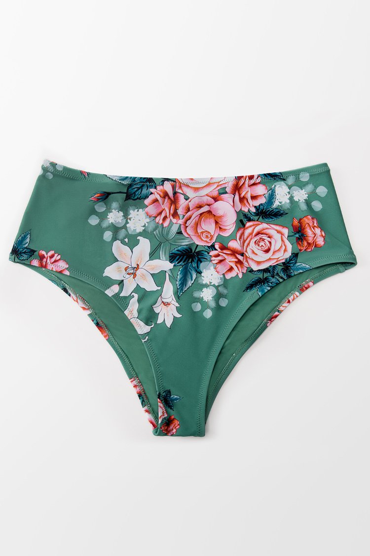 Bree Floral High Waisted Plus Size Bikini Bottom
