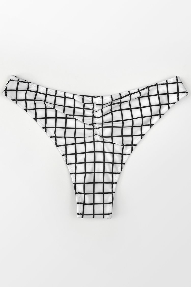 Black and White Patterned High Leg Bikini Bottom