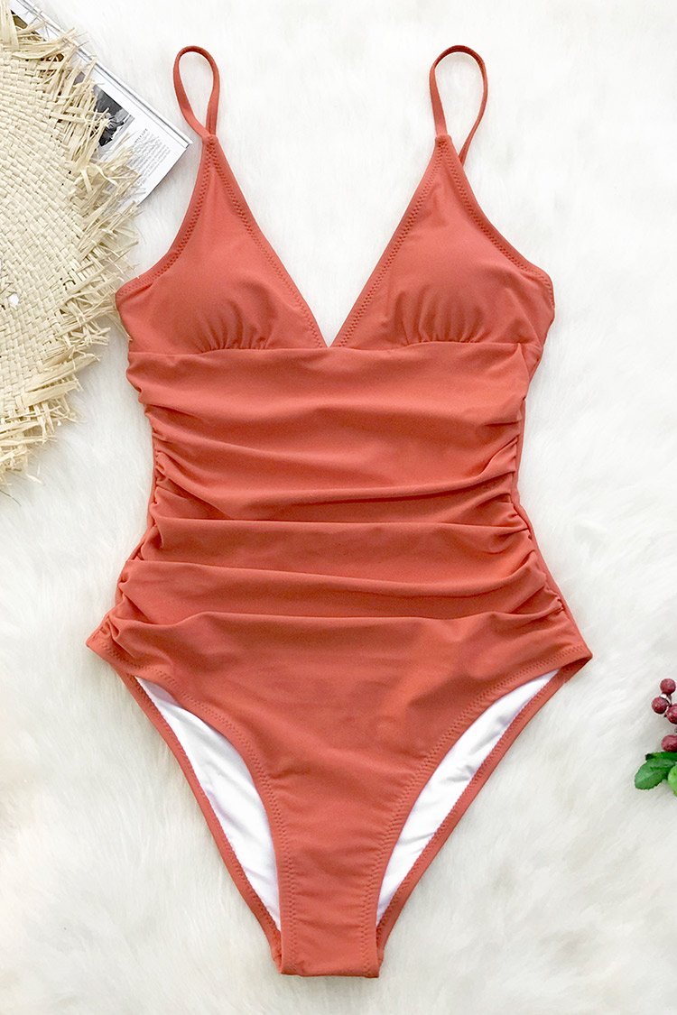 Bright Day Shirring Tummy Control One Piece Swimsuit