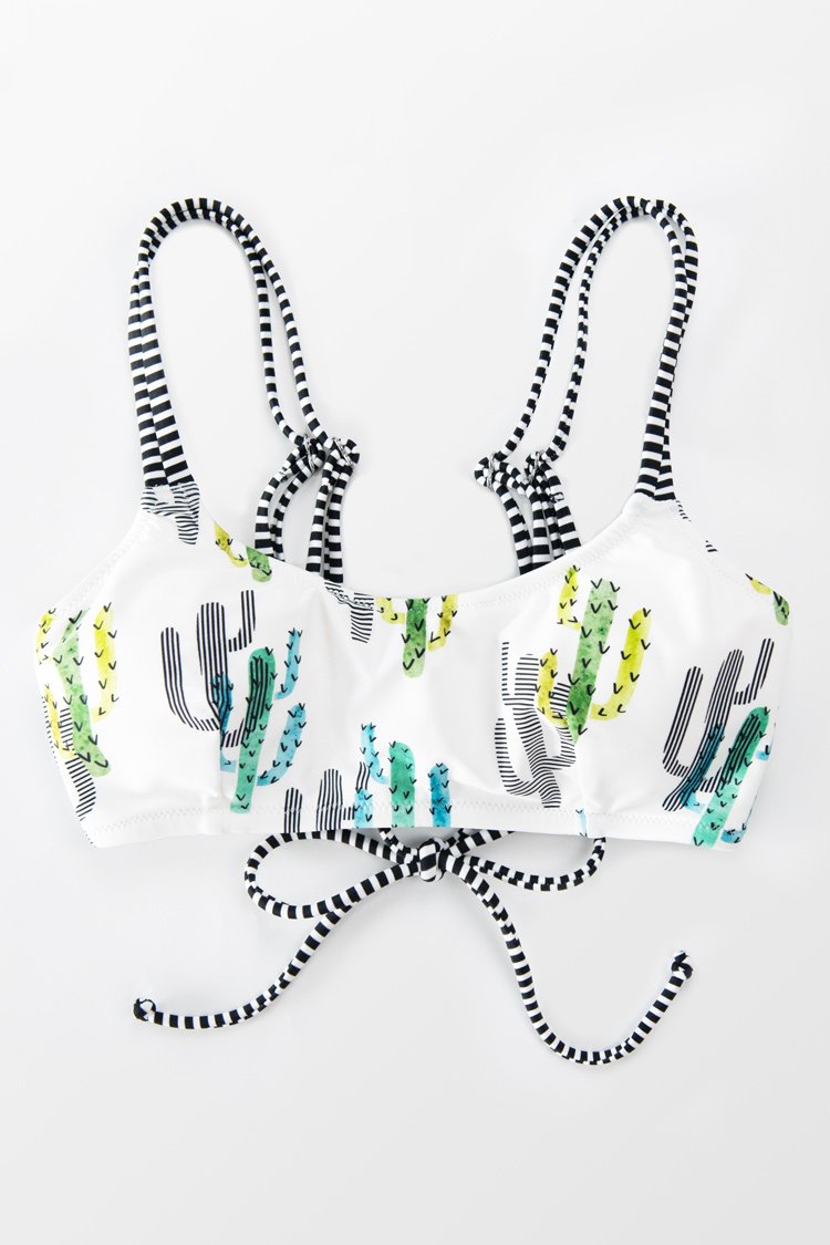 Cactus Lover Strappy Bikini Top