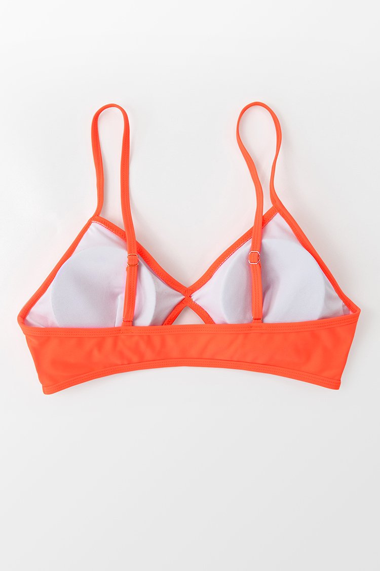 Neon Orange Cutout Bikini Top