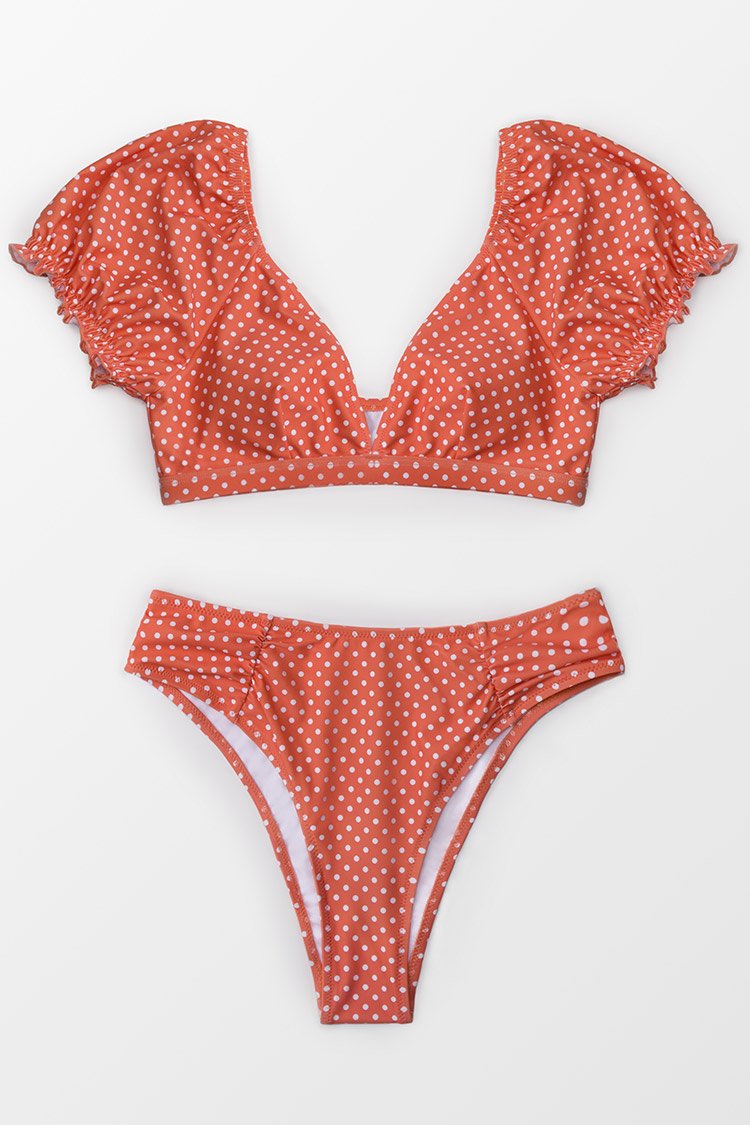 Retro Polka Dot V-Neck Bikini