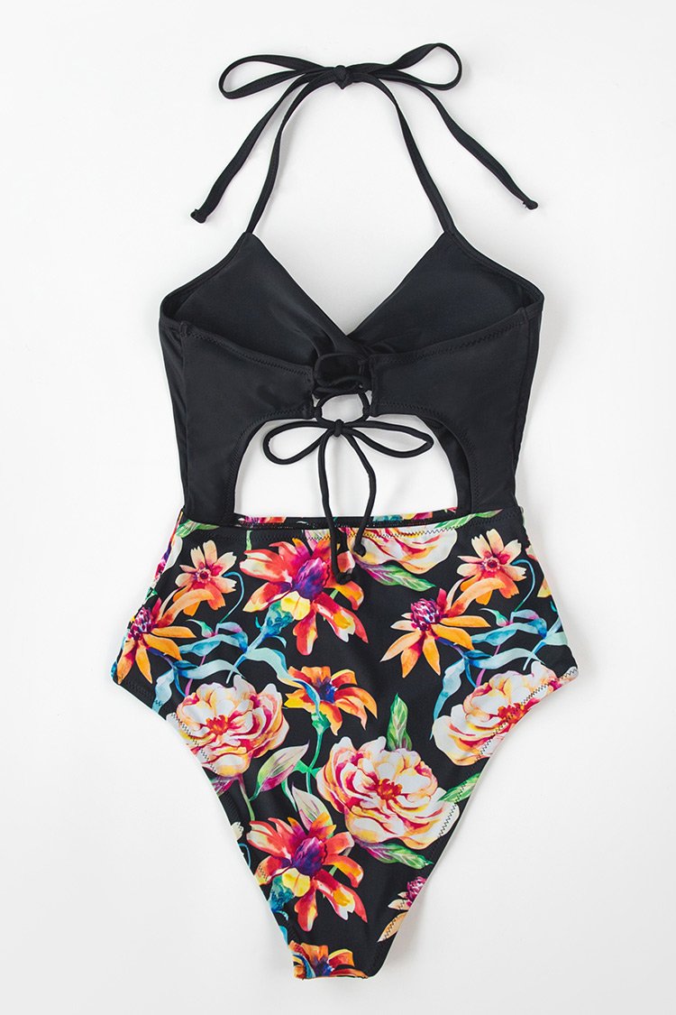 Alexa Floral Cutout Twist One Piece Swimsuit