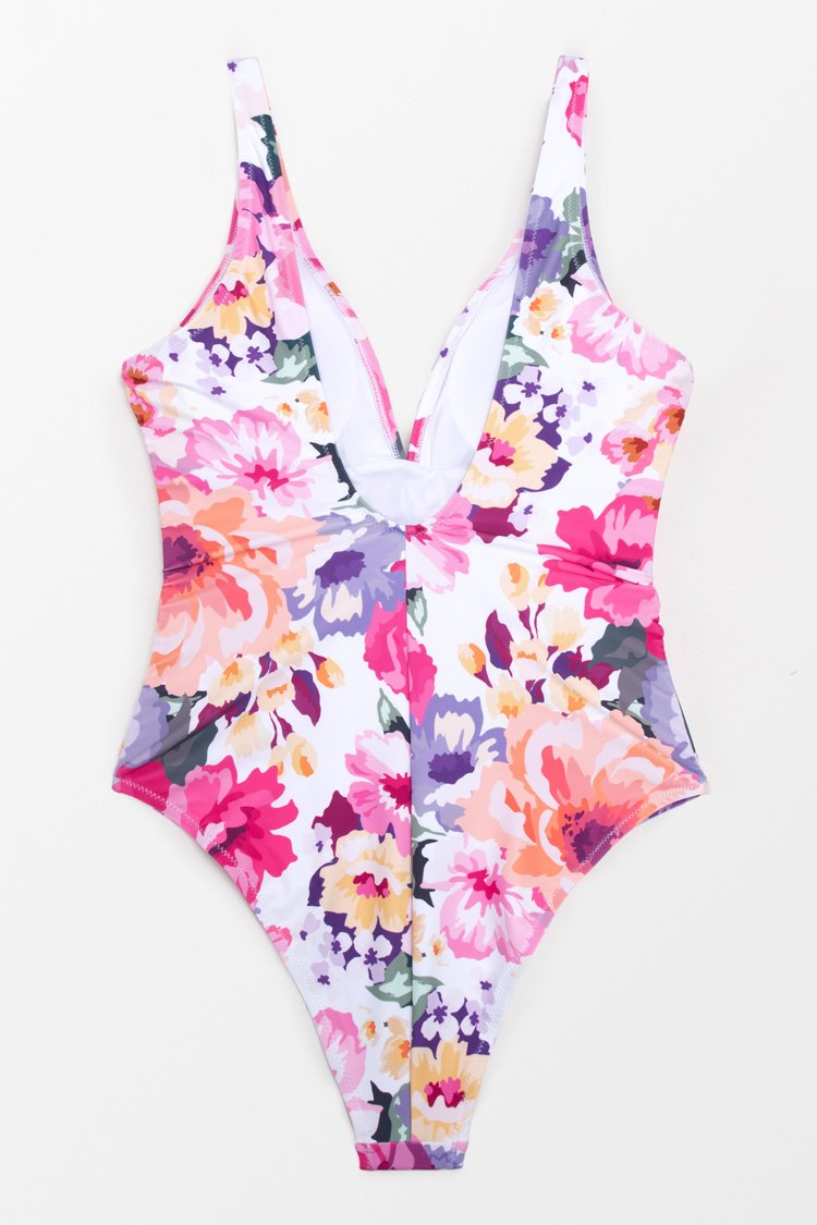 Isabela Plunge Neck Belted One Piece Swimsuit
