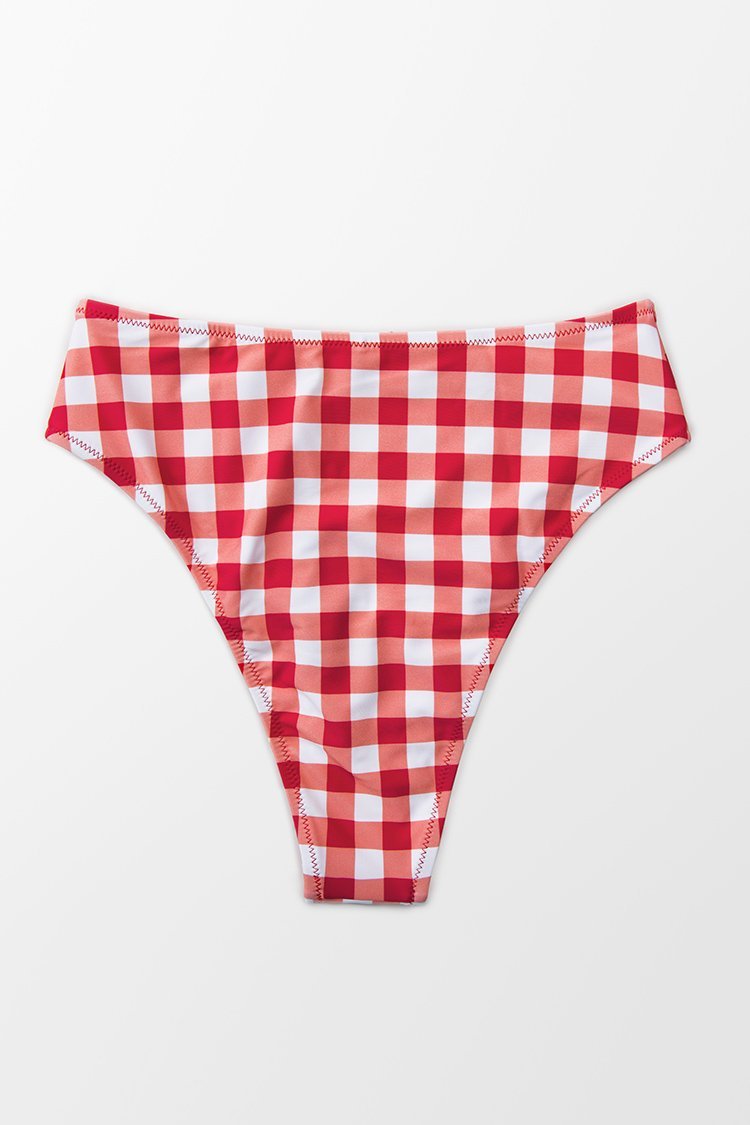 Catalina Red Gingham High Waisted Bikini Bottom