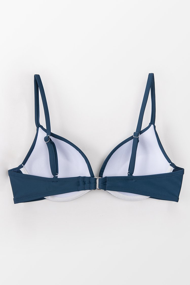 Haut de bikini bleu marine à armatures et bonnets moulés