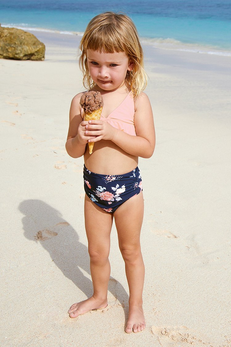 Pink Ruffle Bikini with High Waisted Bottom for Toddler Girls and Girls