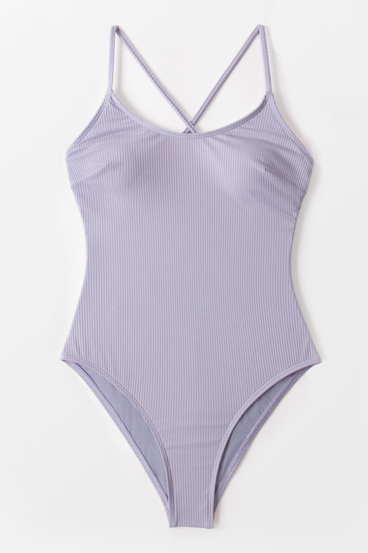 Clara Light Purple Crisscross One Piece Swimsuit