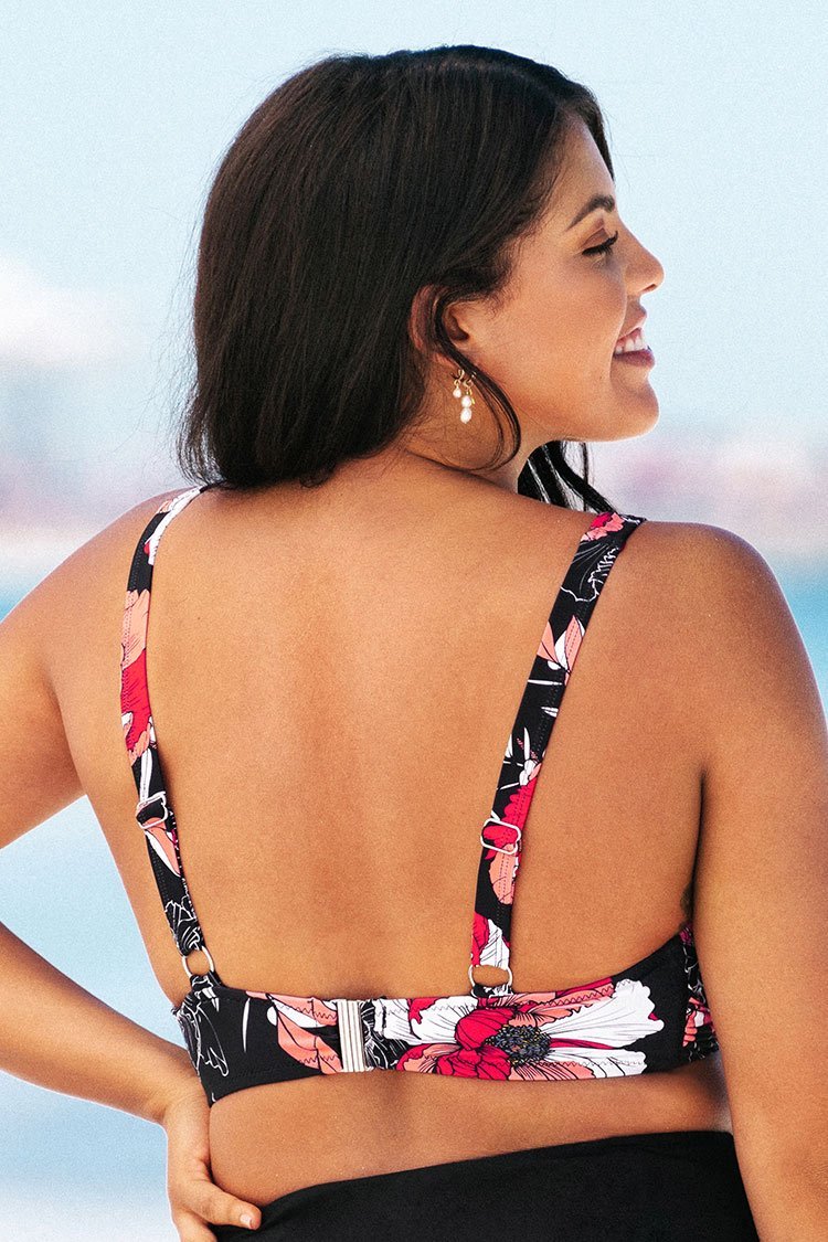 Patricia Floral Twist Plus Size Bikini Top