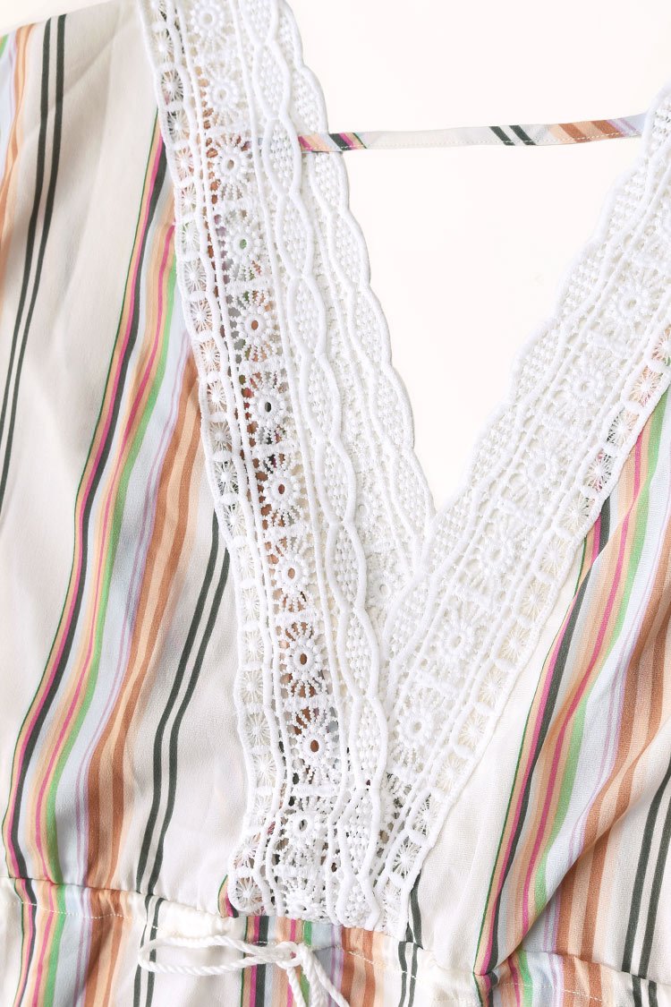 Amirah Striped Crochet Trim Cover Up