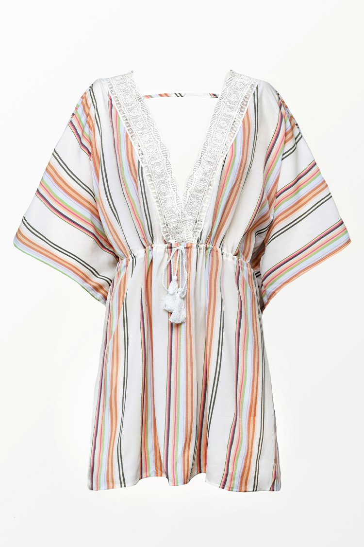 Amirah Striped Crochet Trim Cover Up