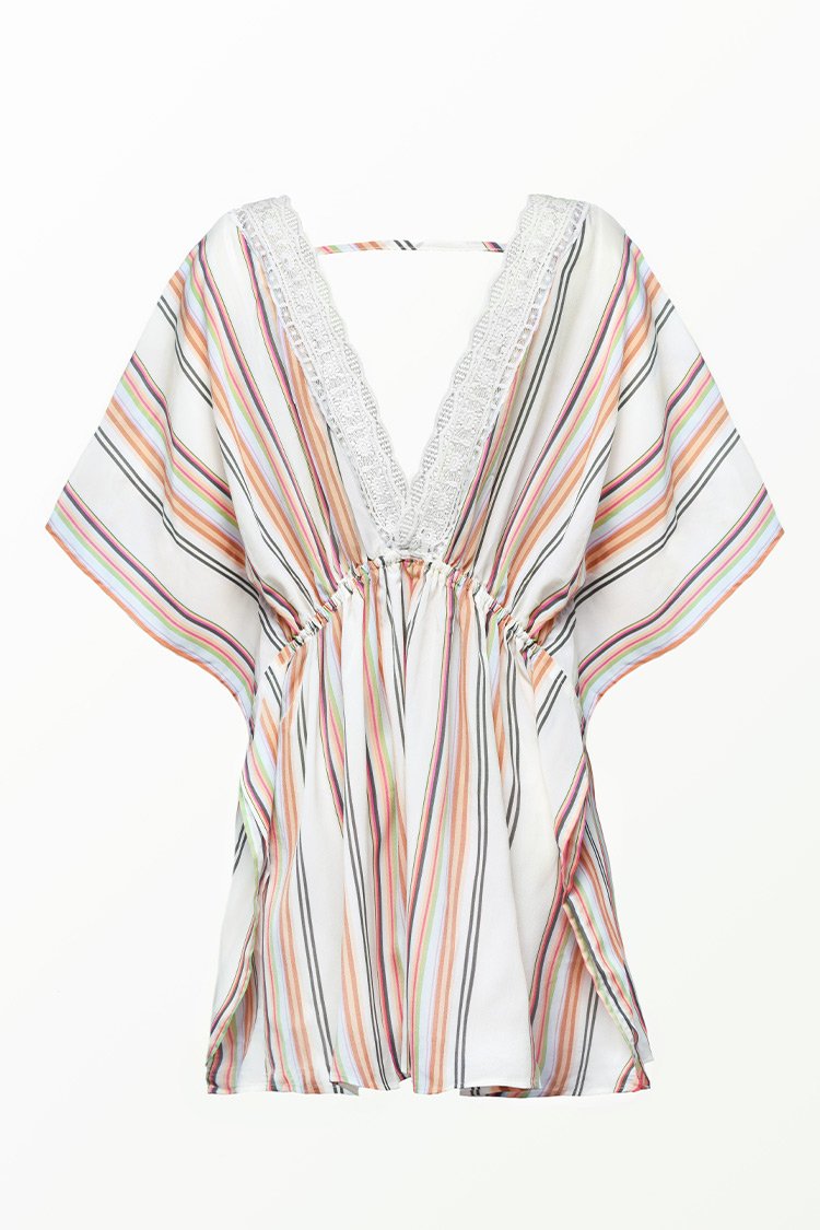 Amirah Striped Crochet Trim Cover Up