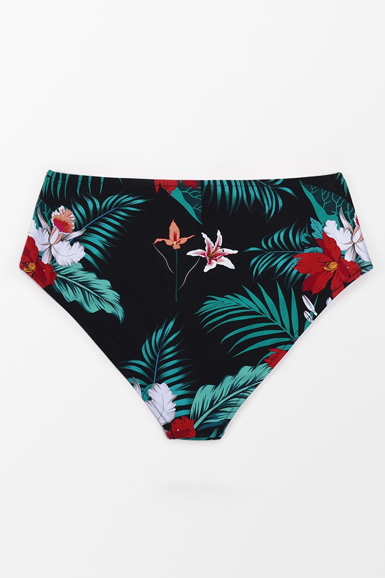 Cecilia Floral High Waisted Plus Size Bikini Bottom