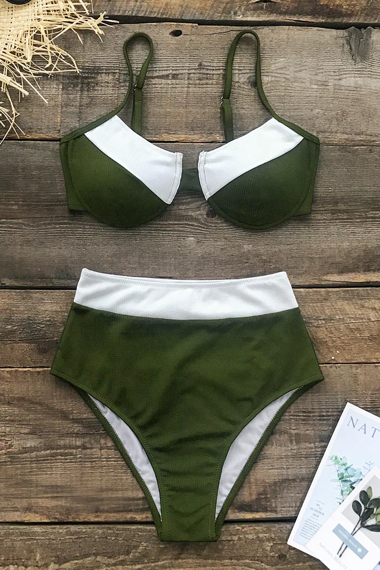 Green With Contrast Trim Bikini