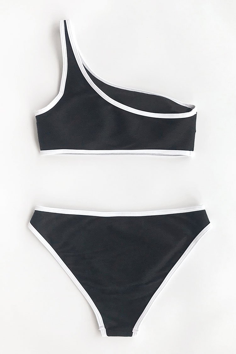 Classic Black One shoulder Bikini Top