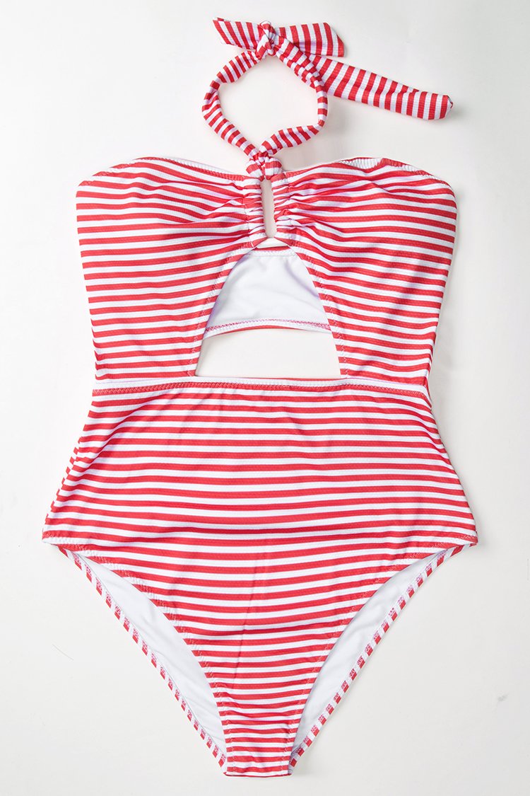 The Roma Red & White One Piece Cut Out Swimwear
