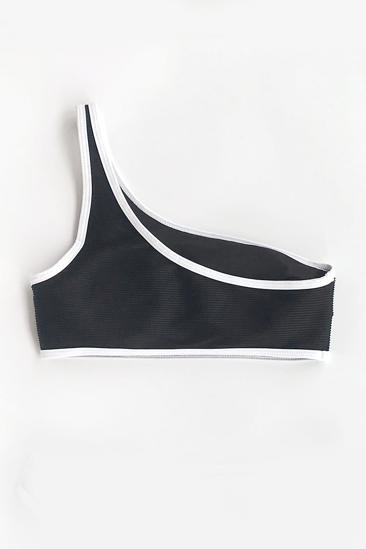 Classic Black One shoulder Bikini Top