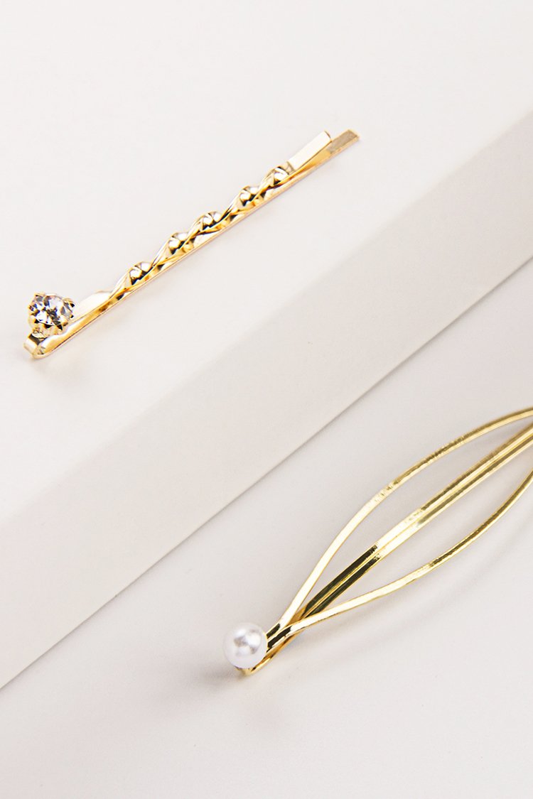 Golden Oval Hair Pin 2pcs