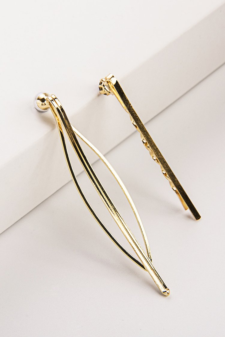 Golden Oval Hair Pin 2pcs