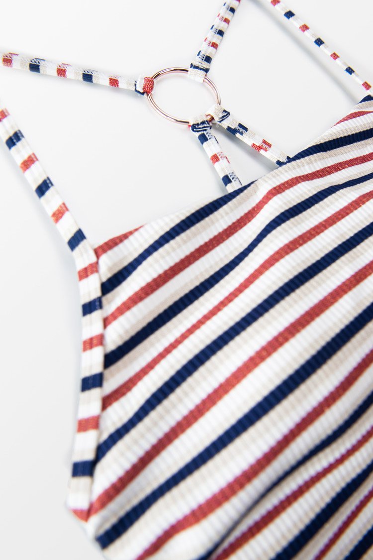 Striped Ribbed One-Piece Swimsuit