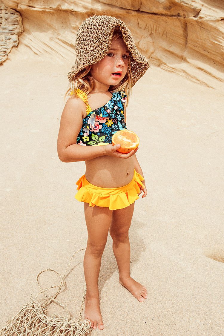 Floral Ruffles Bikini With Skirted Bottom For Toddler Girls and Girls
