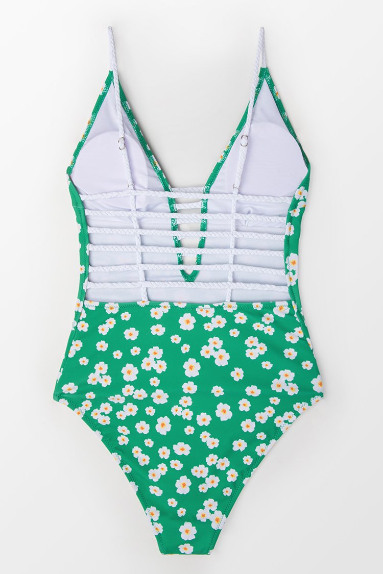 Green Floral One-Piece Swimsuit