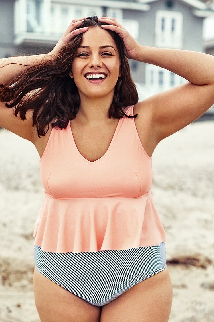 Pink Tank Top Ruffled Plus Size Bikini