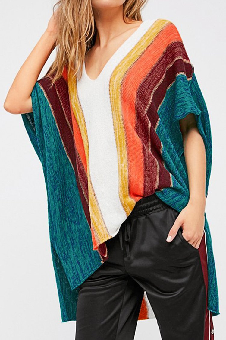 Colorful Vertical Stripes Cover Up