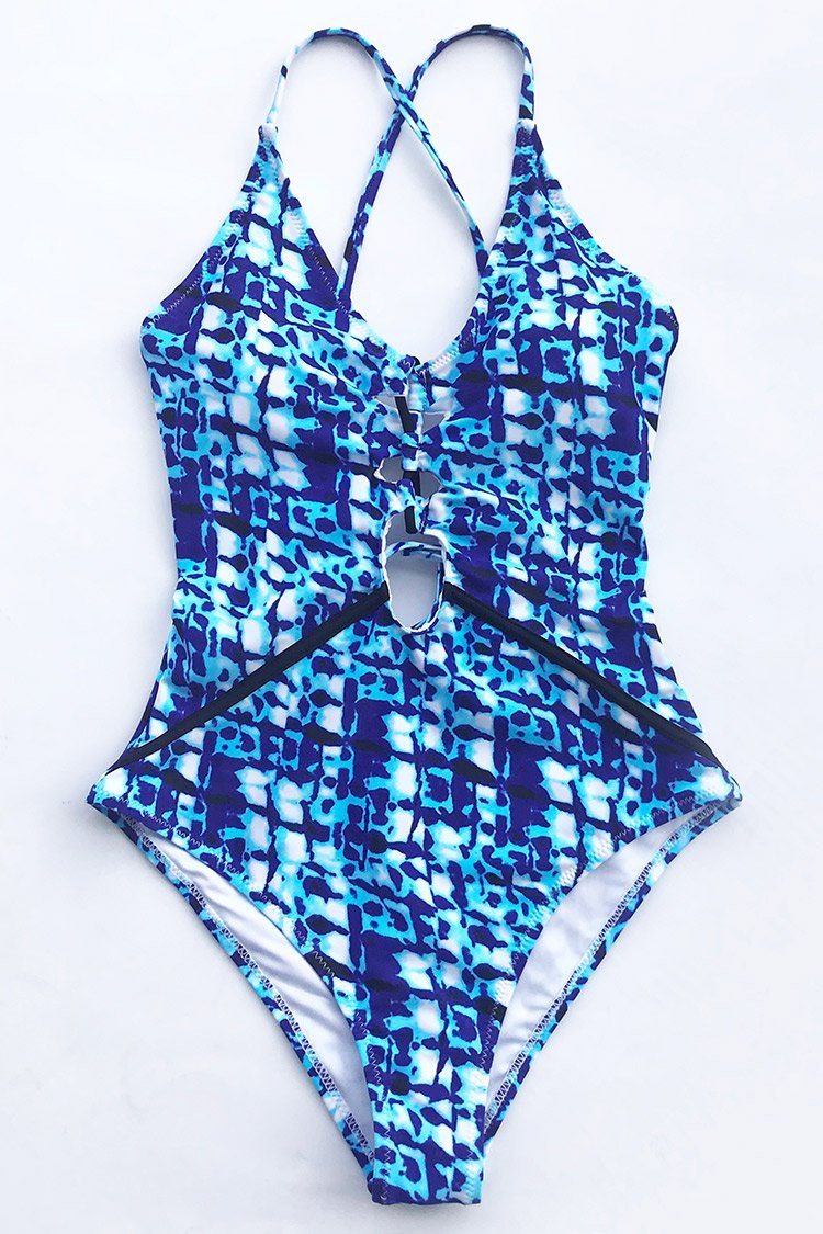 Blue Crystal Tiedye Onepiece Swimsuit