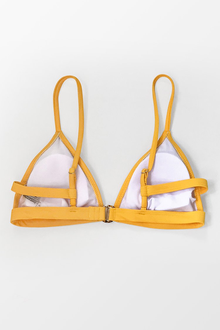 Yellow V-neck Triangle Bikini Top