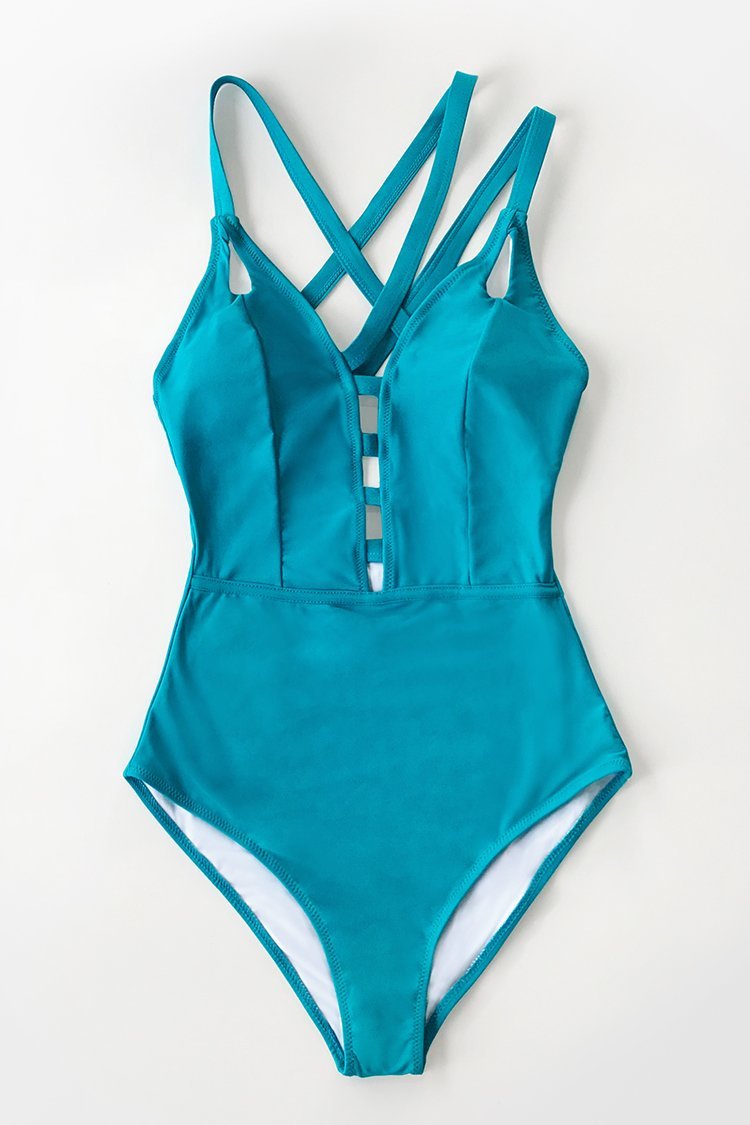 Crisscross Strappy Front Ethnic One Piece Swimsuit