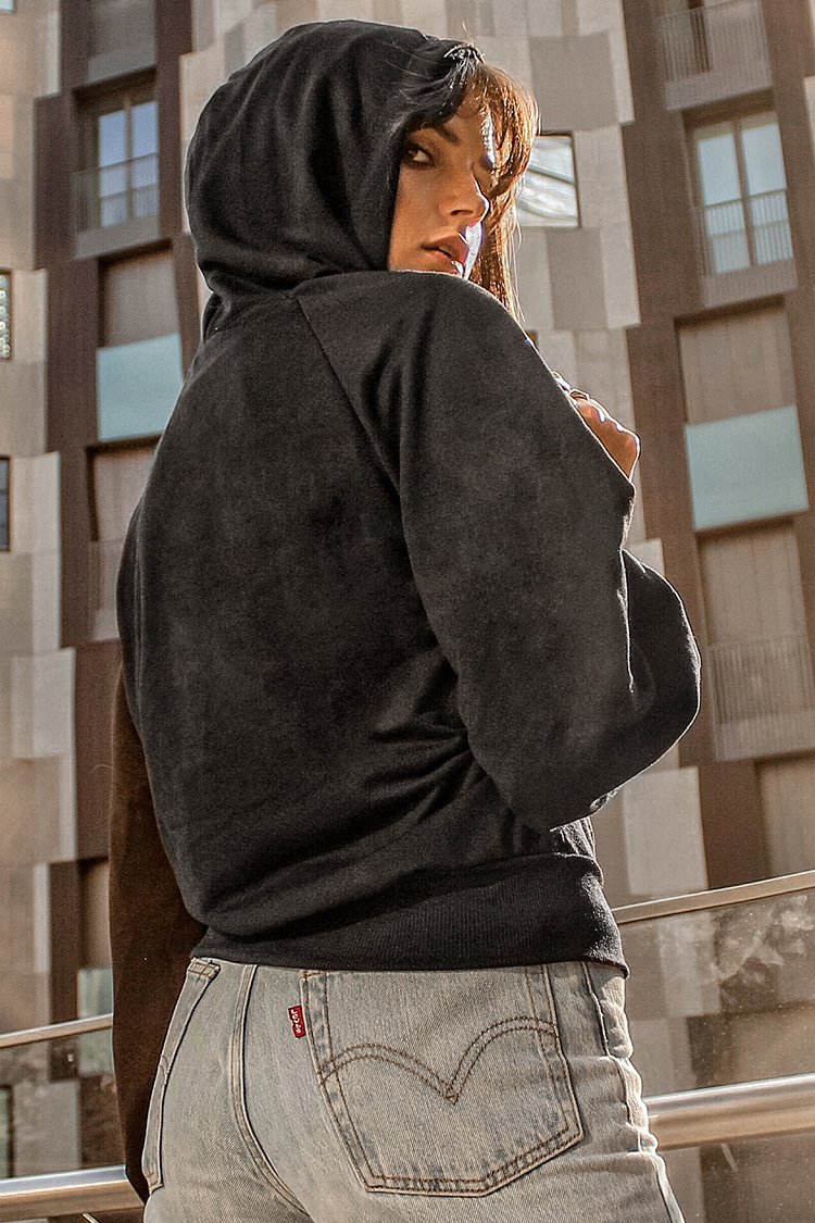 Black Hoodie with Bell Sleeves