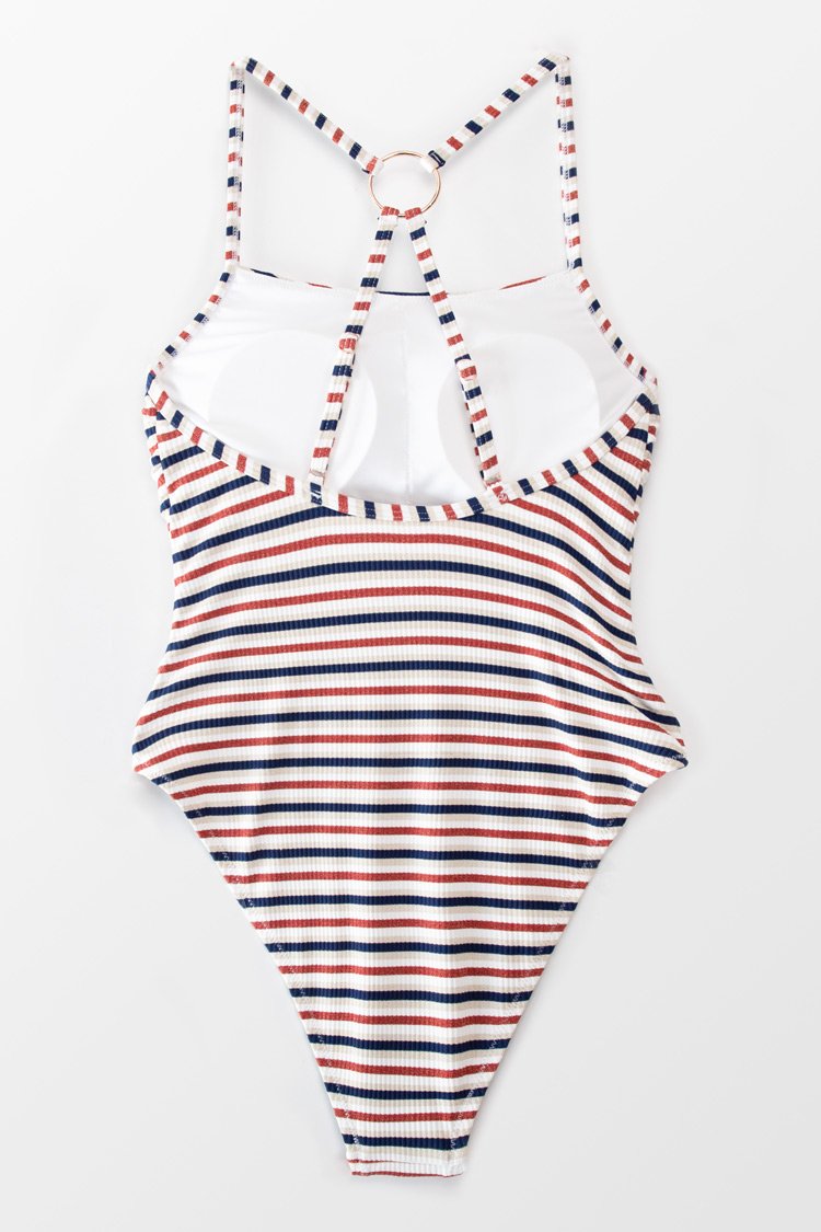 Striped Ribbed One-Piece Swimsuit