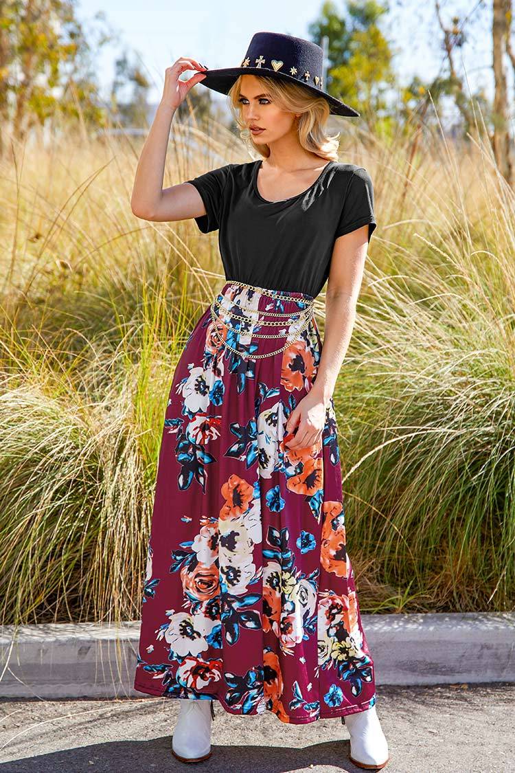 Black and Floral Maxi Dress