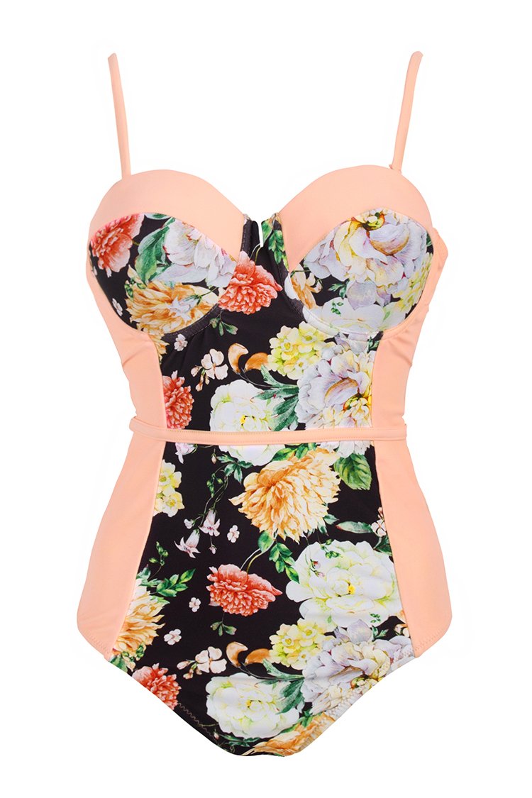 Peachy Floral Molded Cup One-Piece Swimsuit