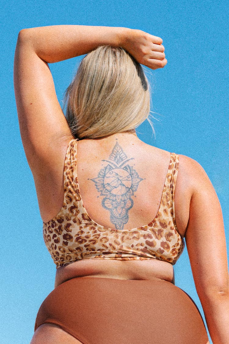 Haut de bikini grande taille avec nœud et imprimé léopard