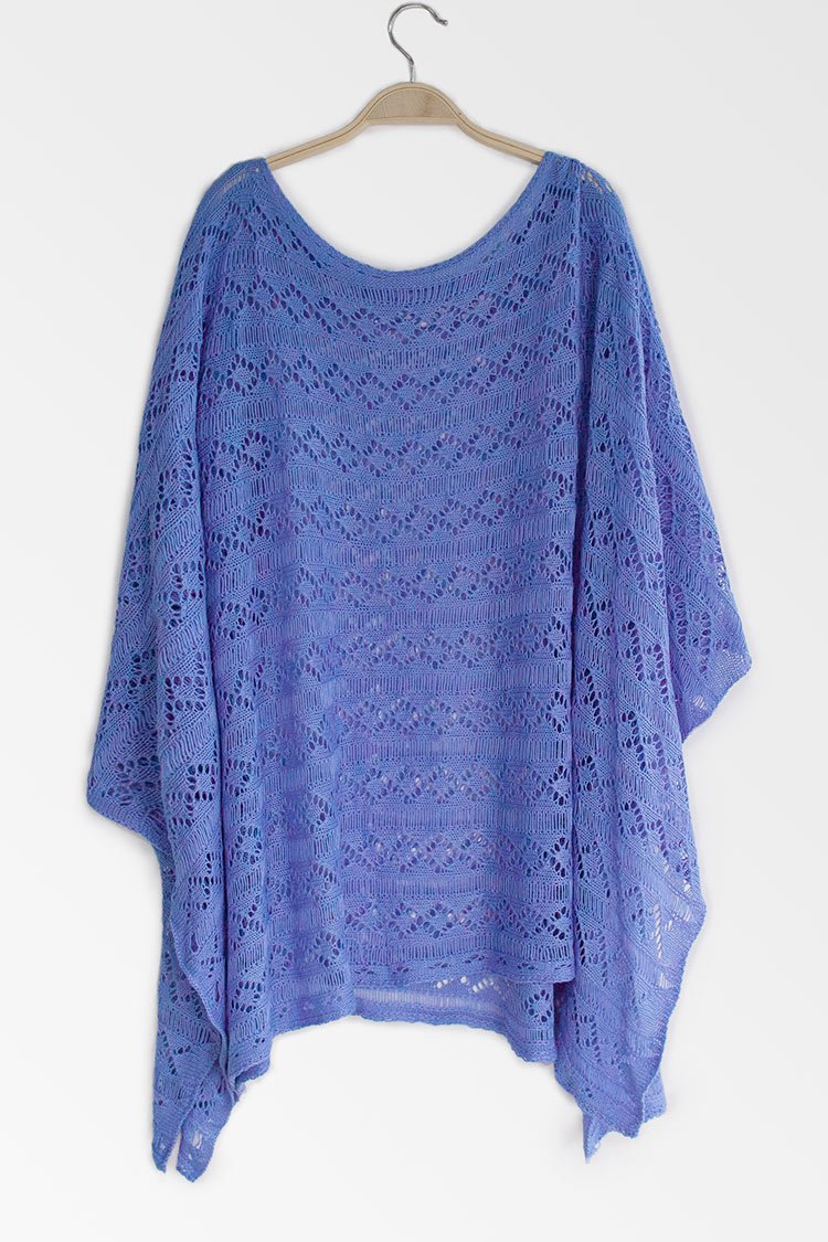 Cover up caftan bleu à col rond