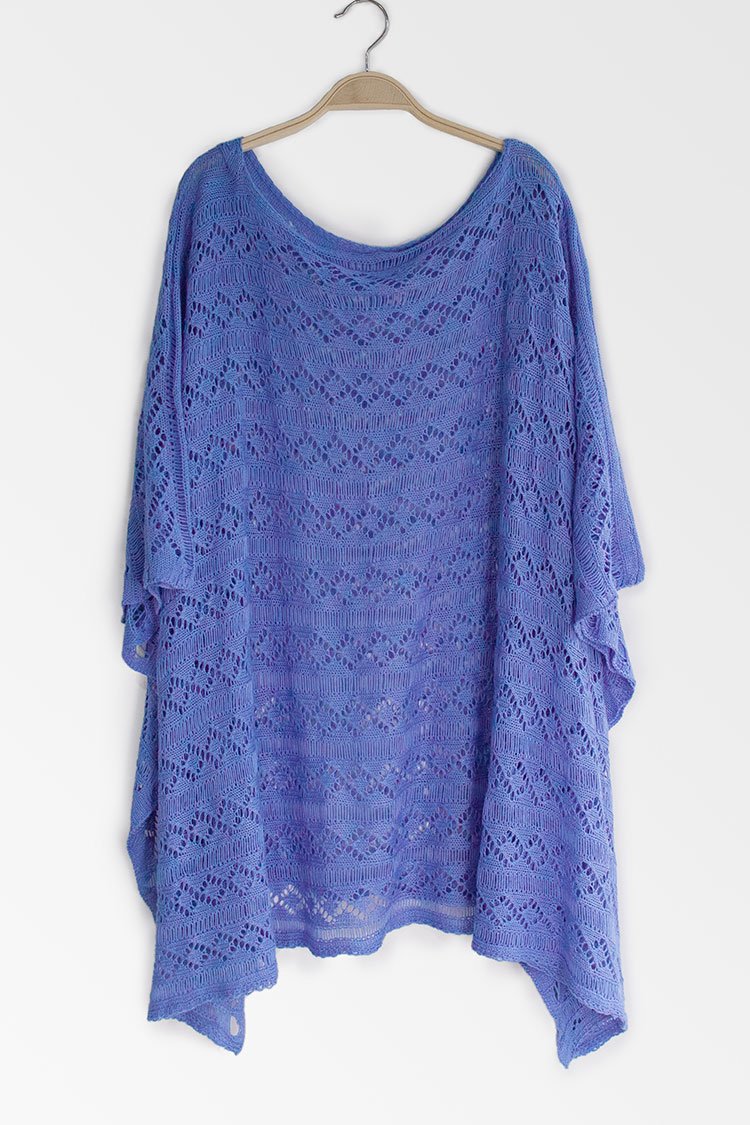 Cover up caftan bleu à col rond